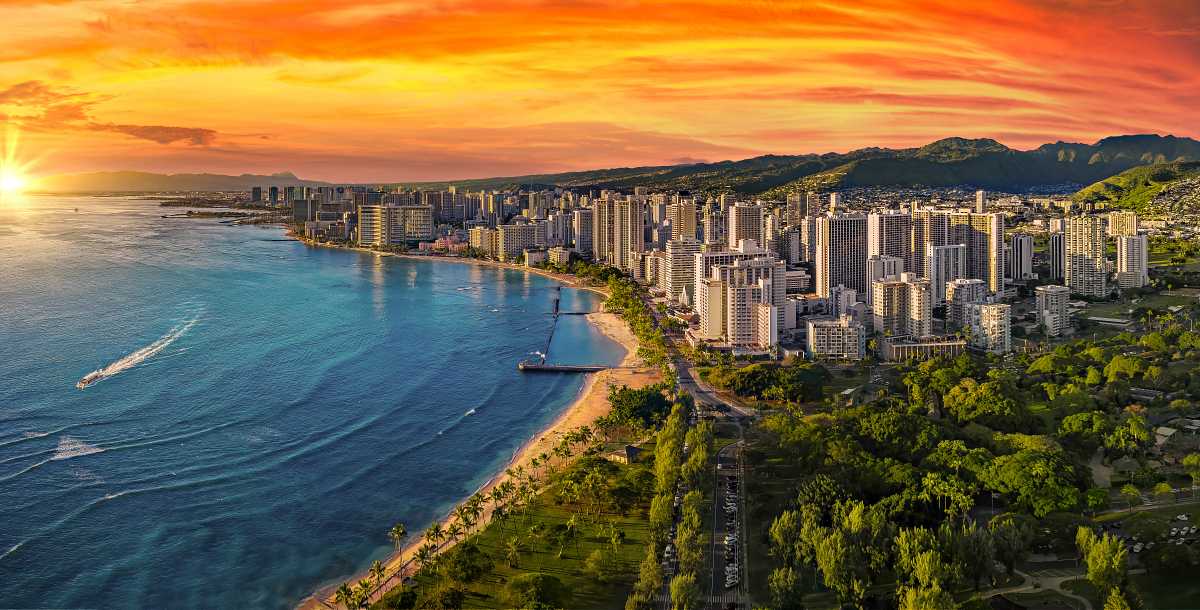 Waikiki Beach at sunset